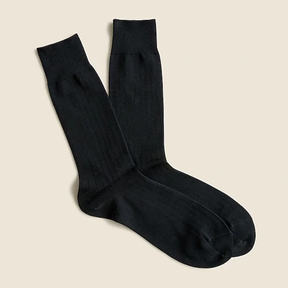 J crew mens ribbed dress socks black